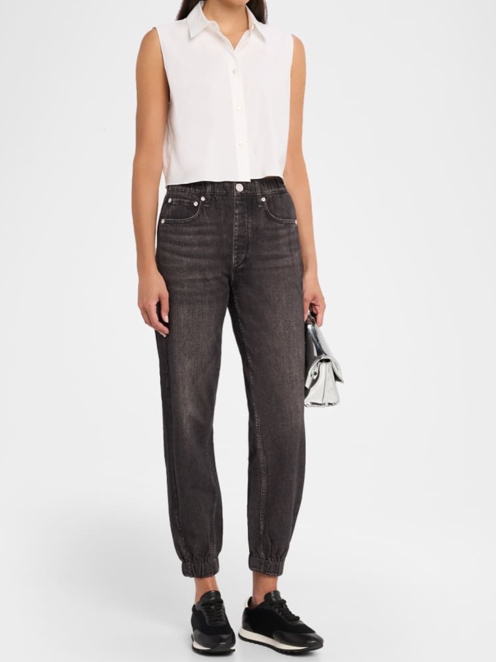 Rag & Bone Miramar Cotton Terry Joggers in Faded Black Size S
